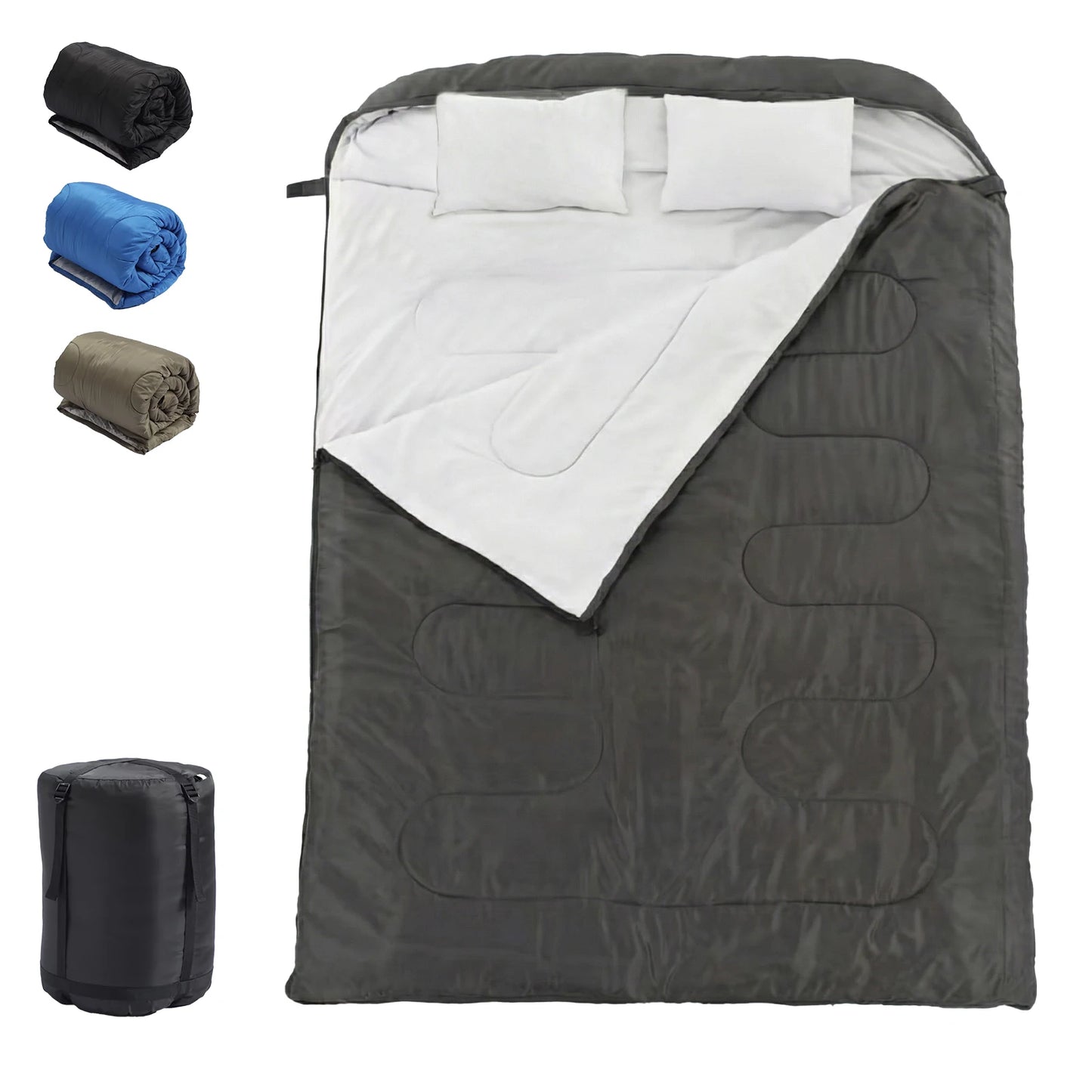 JHK Double Sleeping Bag For Adults With Pillow Three Season Portable