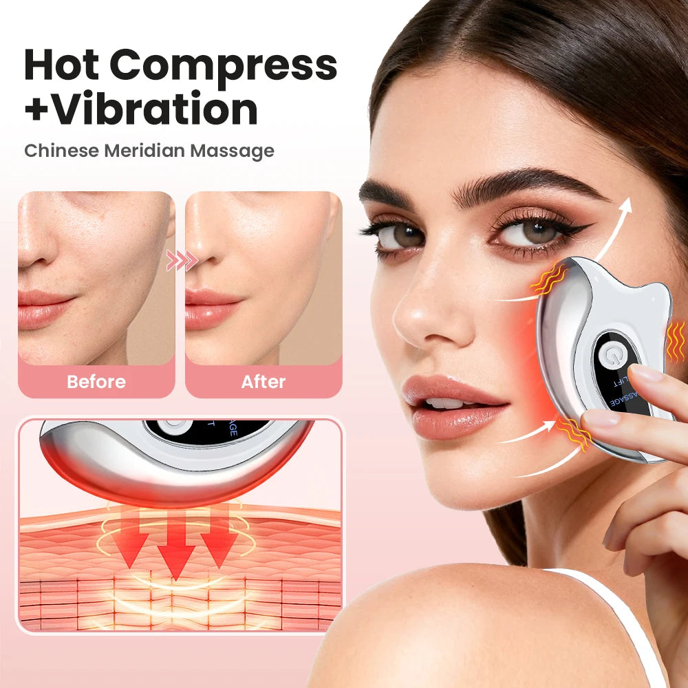 Hailicare Heated Vibration Gua Sha Face Massager For Lifting