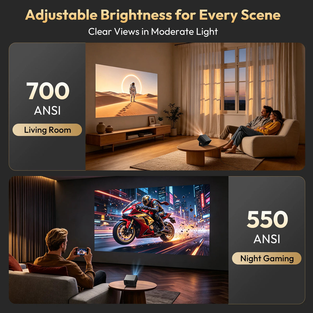 XGODY Portable Smart Projector With Native 1080P And Auto Keystone