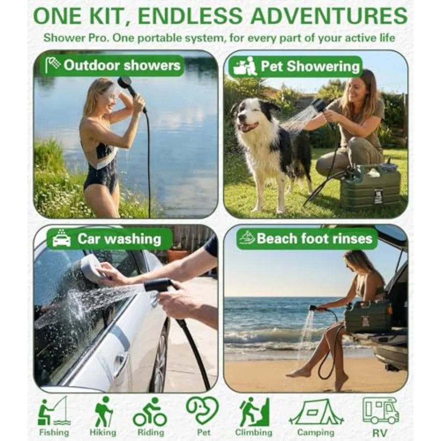 Portable Camping Shower With Food Grade Three Five Gallon Jug