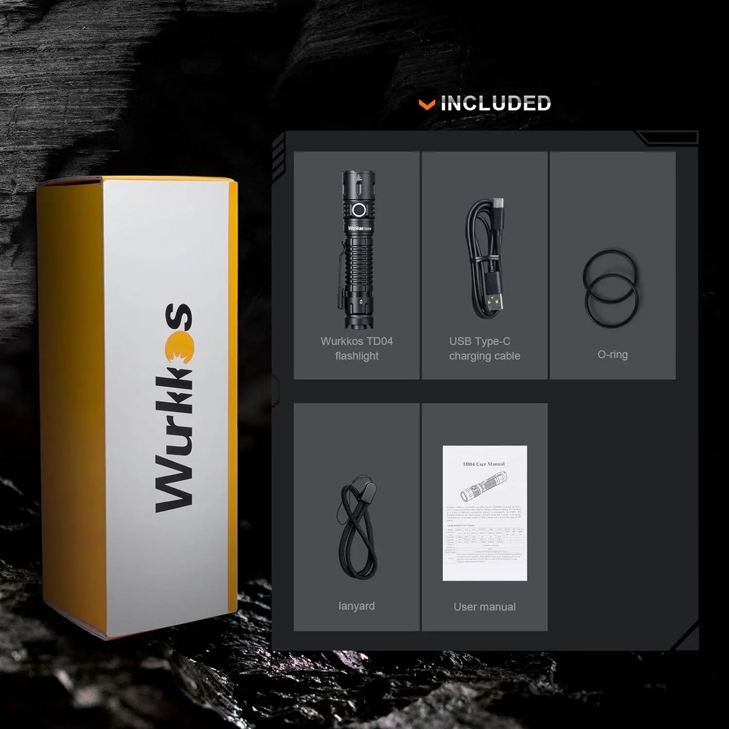 Wurkkos TD04 USB C Rechargeable Dual Mode Tactical Flashlight