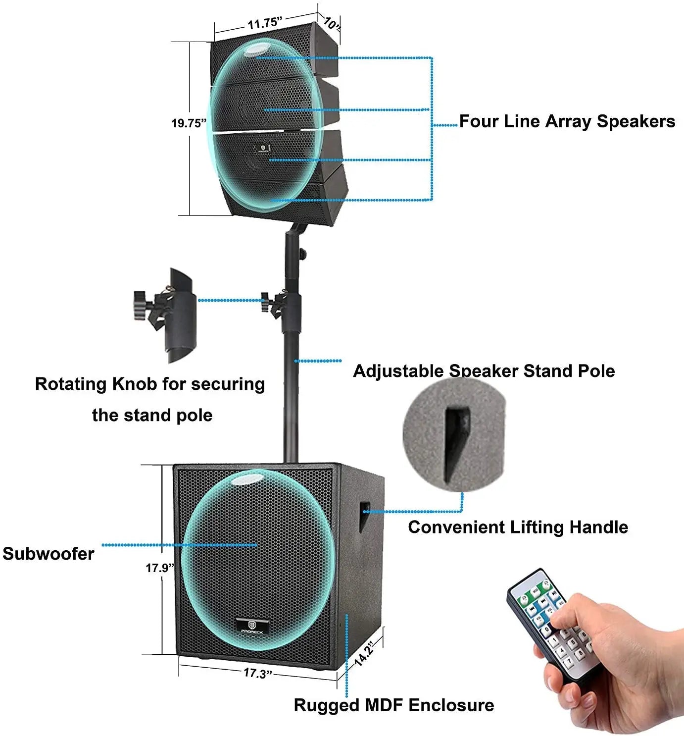 PRORECK Club 3000 4000W DJ Powered PA Speaker System