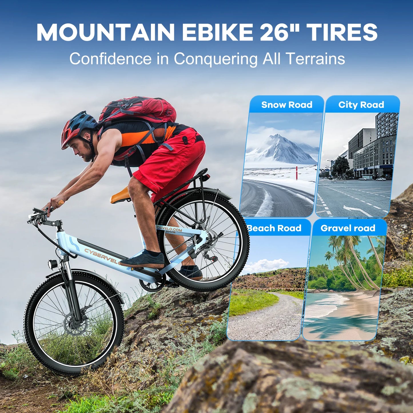 CYBERVELO Urban Commute Ebike Electric EK2 48V 1000W Motor