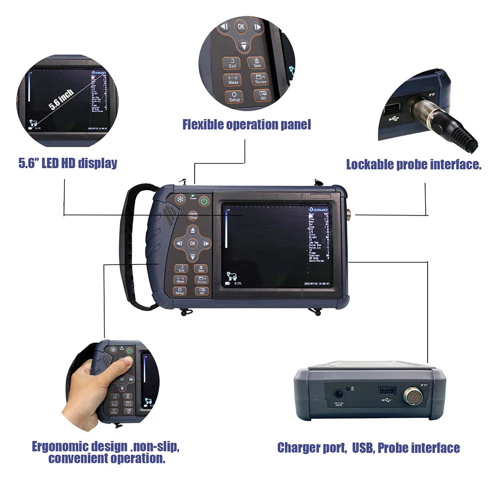 DAWEI Portable Veterinary Ultrasound Scanner for Farm Animals Pregnancy Testing