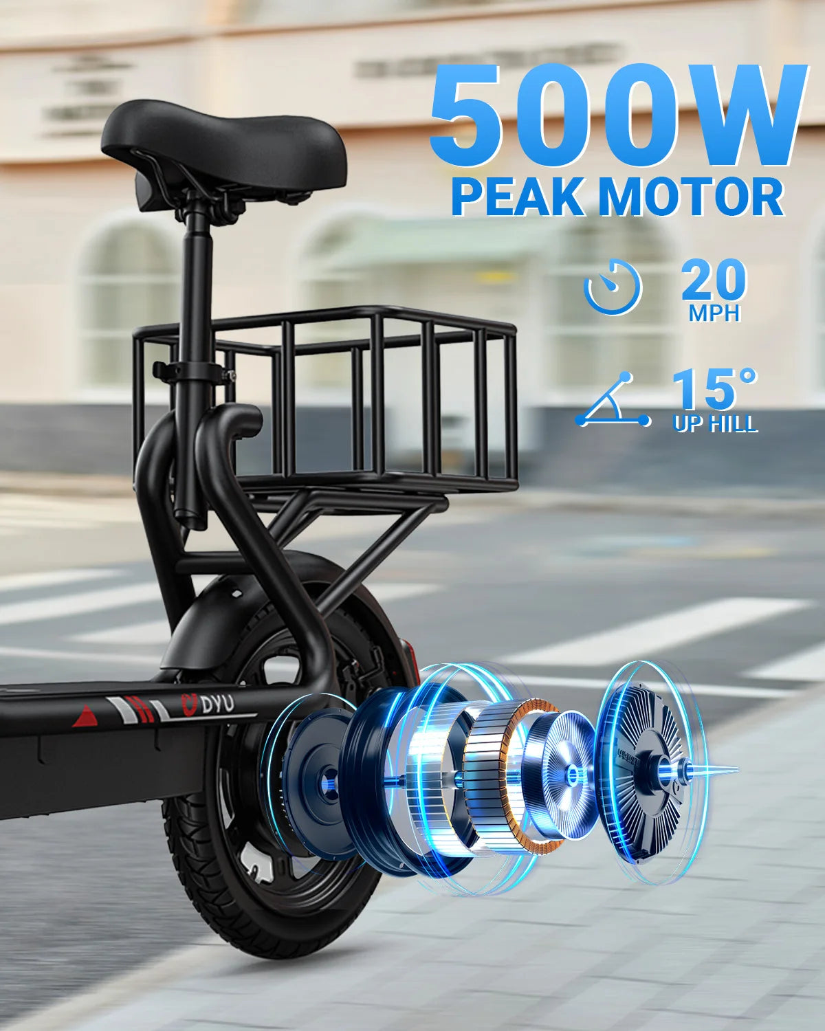 DYU C4 Mini Folding Electric Scooter 500W Peak 20MPH Battery 280Wh City Commuter Bike