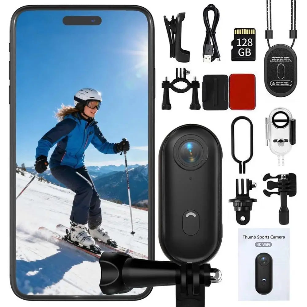 Waterproof Mini Action Camera 4K With 128GB Storage Outdoor Adventures