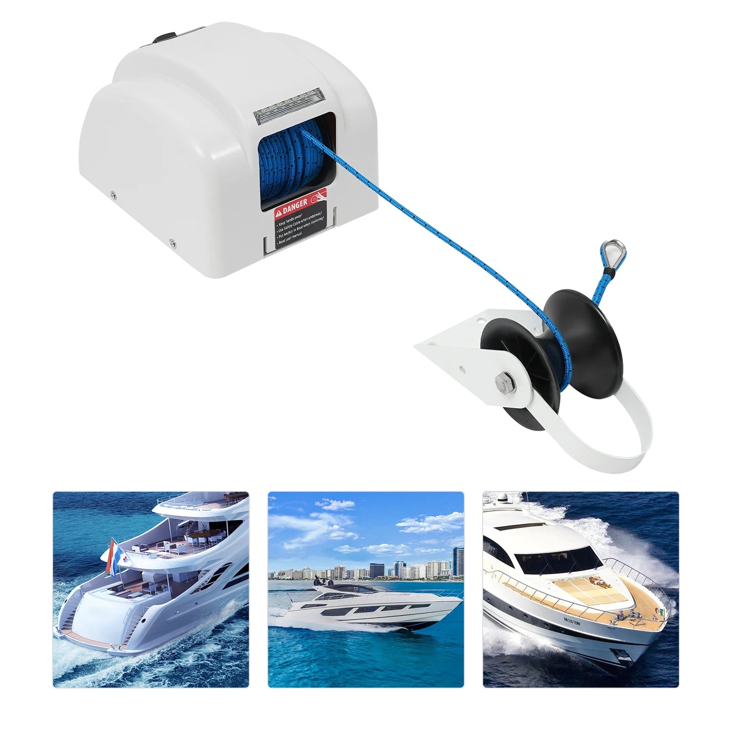 Electric Boat Anchor Winch 12V Windlass Kit With Remote Control