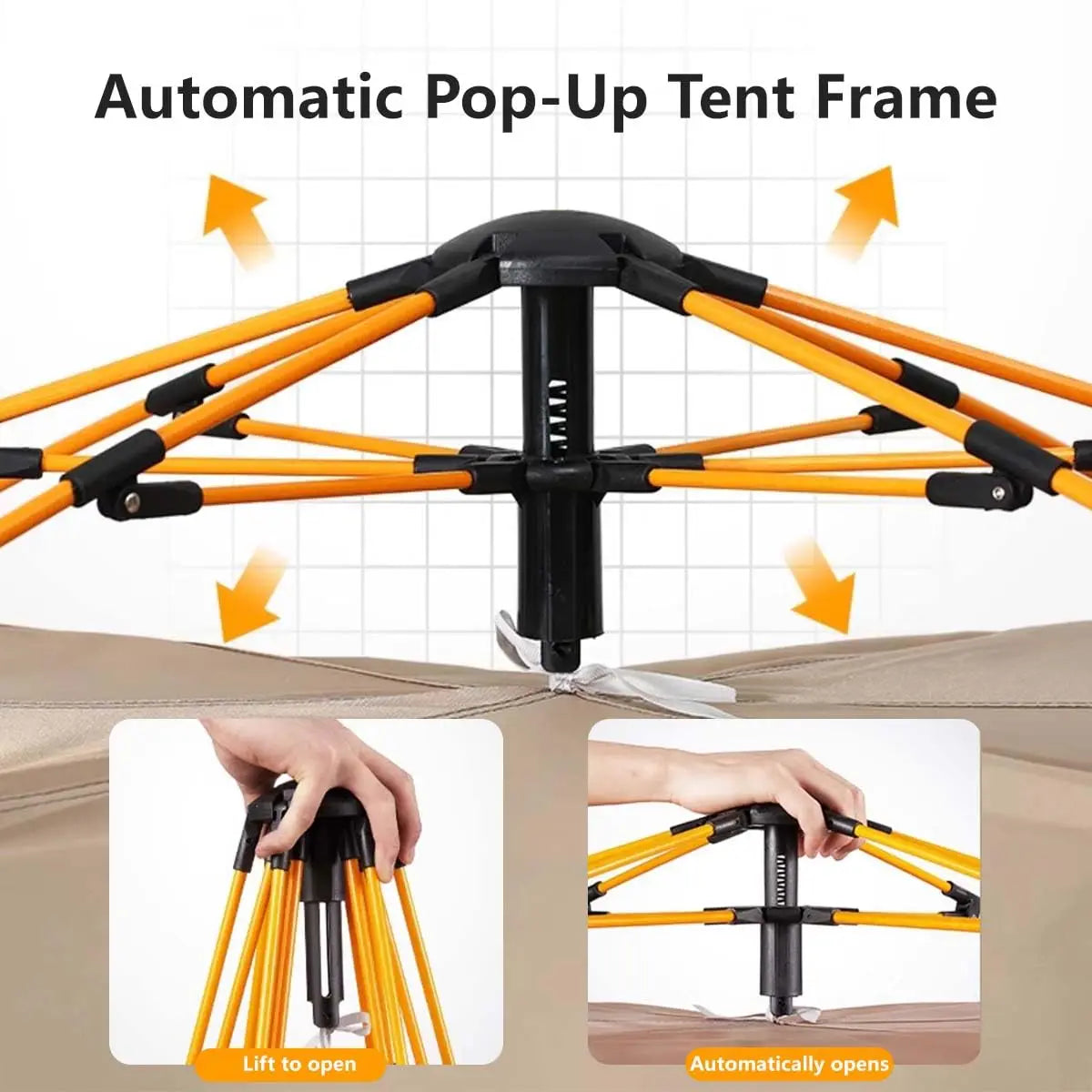 TRIBENEST Automatic Pop Up Camping Tent, Windproof Rain Resistant Shelter