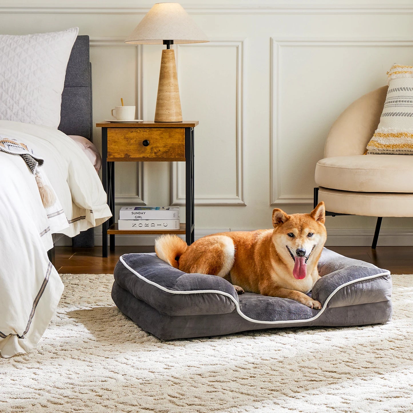 JHK Orthopedic Memory Foam Dog Bed For Small Dogs And Cats With Removable Cover