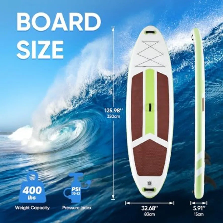 Inflatable Stand Up Paddle Board 10.5 Foot By 33 Inch Durable PVC Non Slip Deck For Outdoor Water Sports Enthusiasts