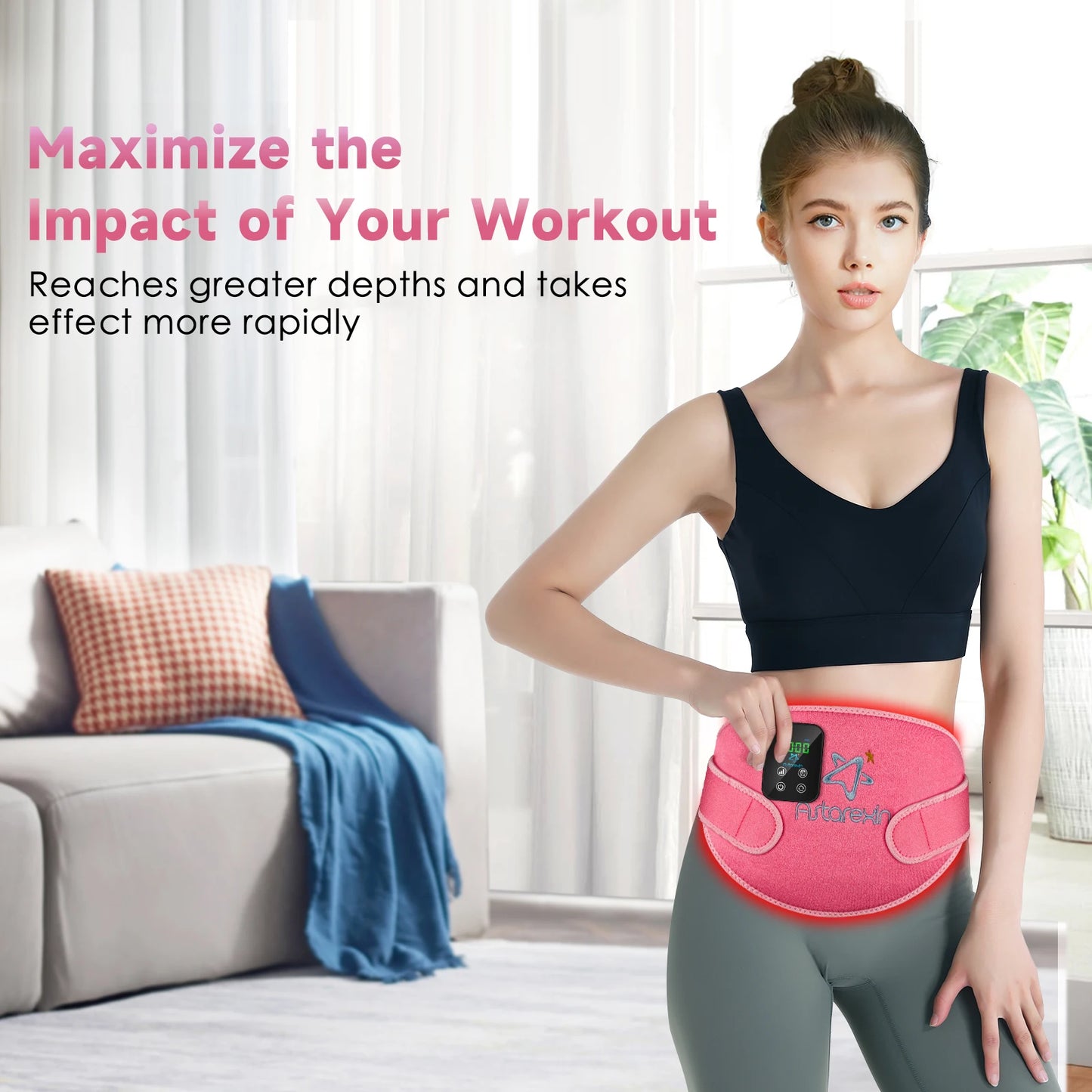 Astarexin 156 LEDs Red Light Infrared Therapy Menstrual Belt, Heating Pad for Period Cramps, Waist & Abdomen Pain Relief
