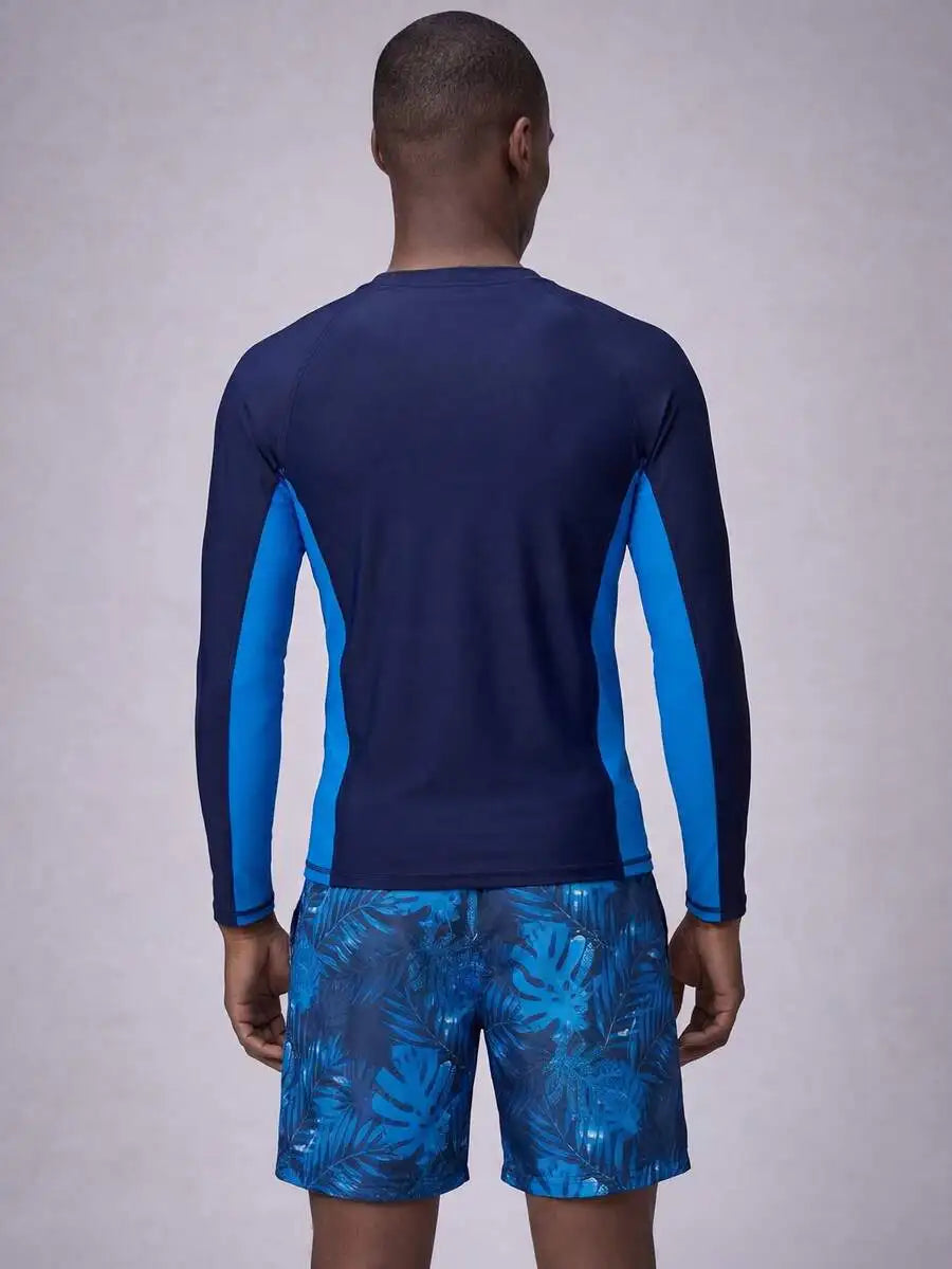 Mens Long Sleeve Rash Guard And Swim Shorts Set For Active Beachwear Durable Polyester Spandex