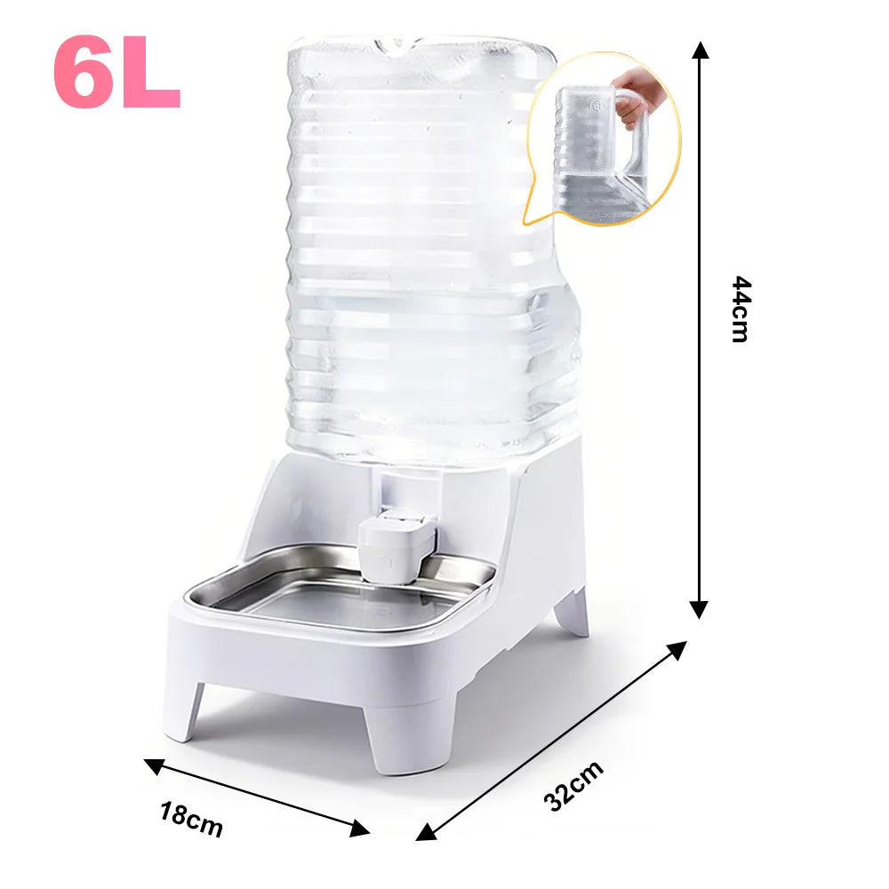NITYERS 6L Gravity Pet Water Dispenser Large Capacity Automatic Dog Water Bowl Raised Elevated Pet Water Fountain No Electricity Stainless Steel Tray for Cats Dogs