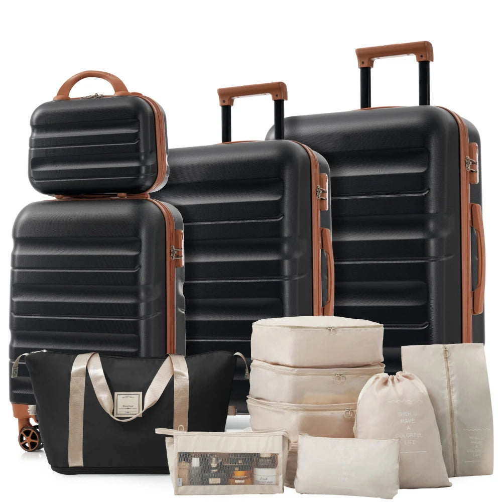 Hardshell ABS Luggage Set Lightweight Durable With Dual Spinner Wheels