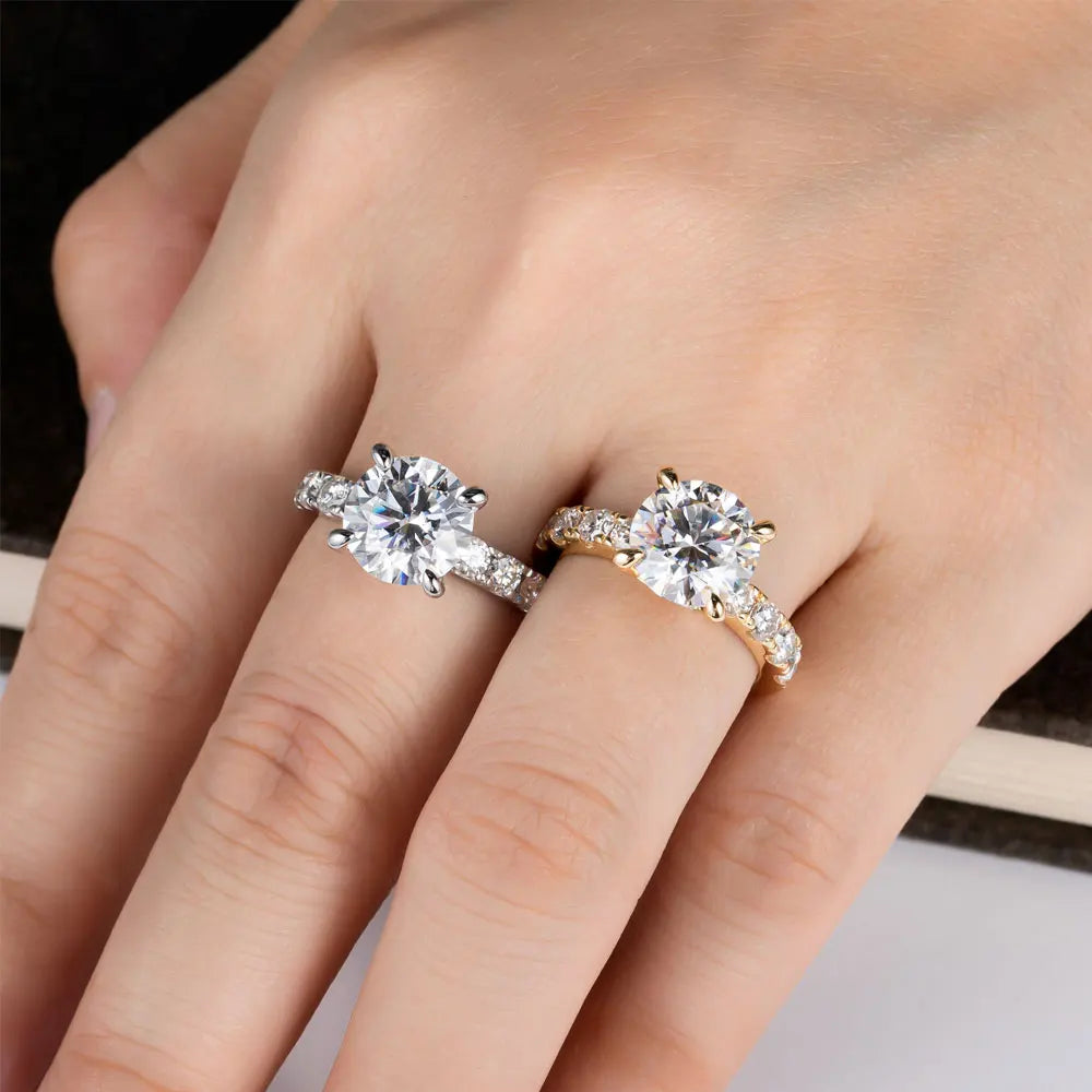 Lyee Cyee Sterling Silver Round Cut Moissanite Engagement Ring