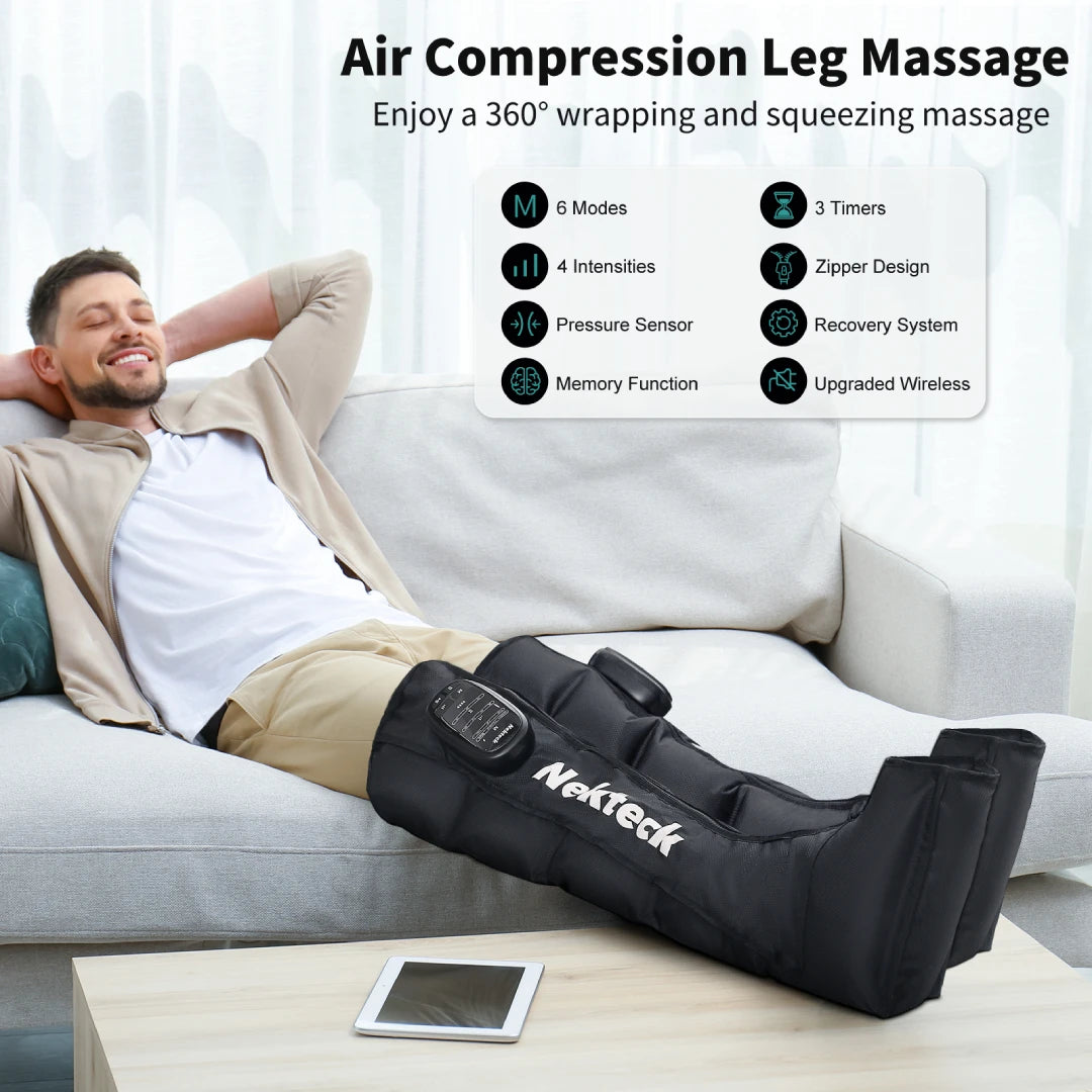 Nekteck Cordless Air Pressure Leg Massager For Foot And Calf Kneading Therapy Portable For Home Use