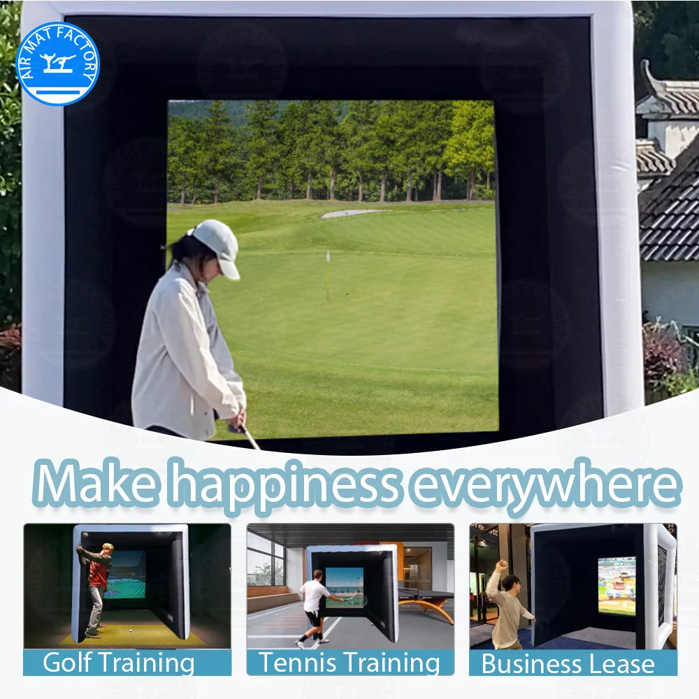 Inflatable Golf Simulator Training Cage With Built In Electric Fan