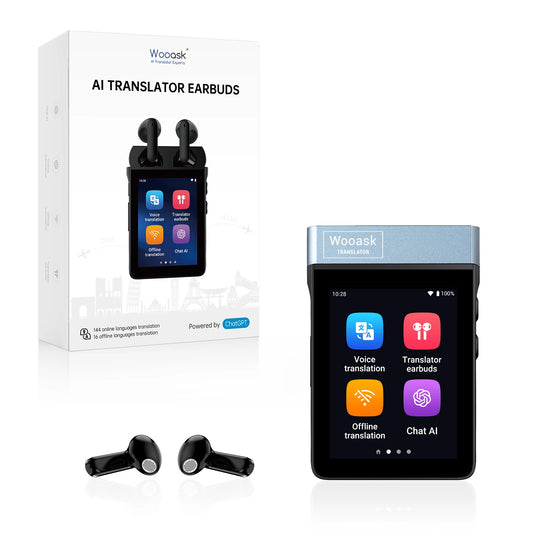 Wooask A9S AI Translator Earbuds Real Time 144 Language Translation