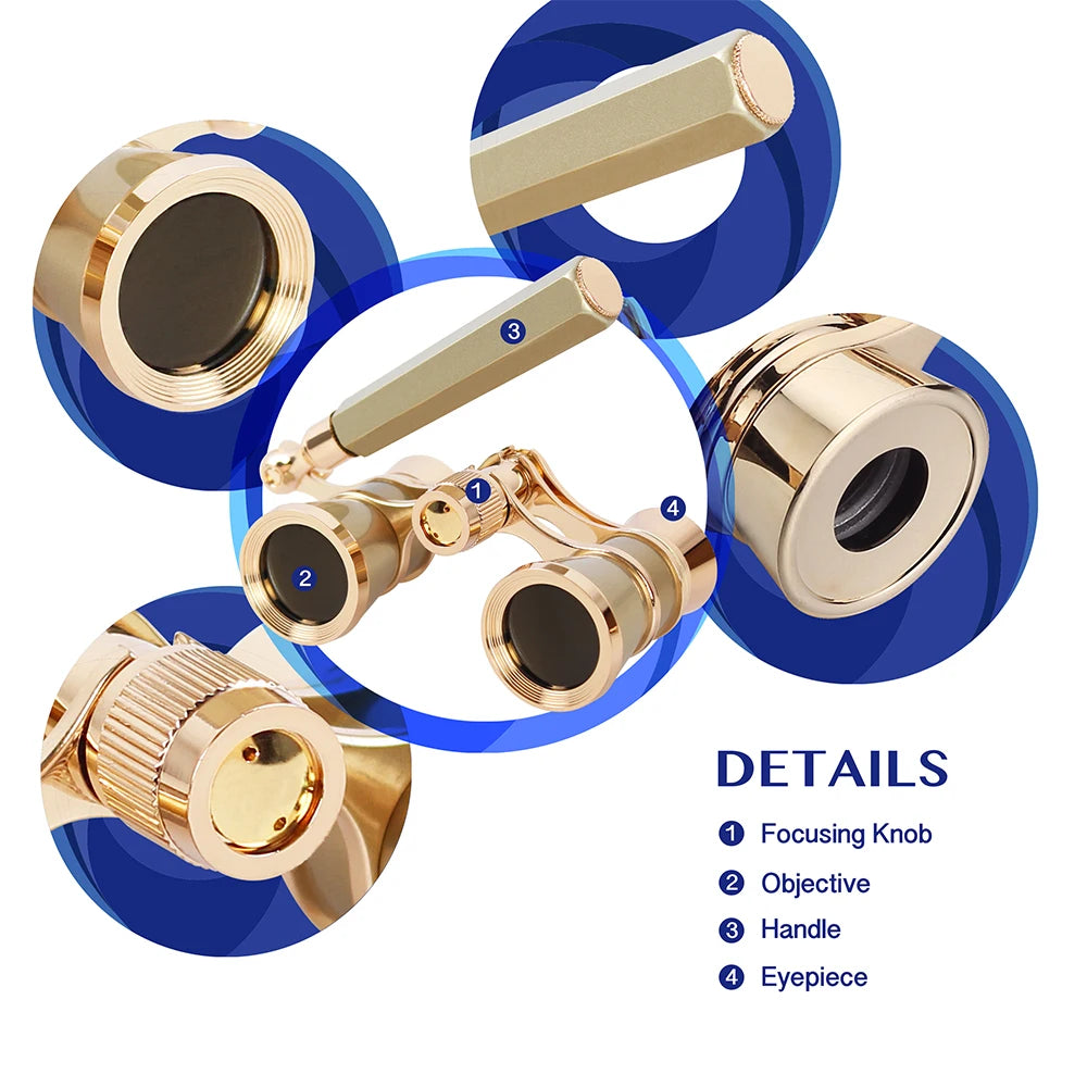 Opera Glasses Theater Binoculars With Foldable Extendable Handle