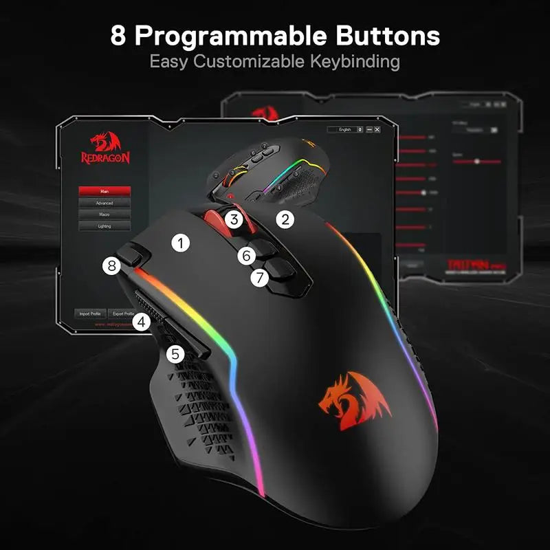 Redragon M810 Pro Wireless Gaming Mouse With 8 Macro Buttons