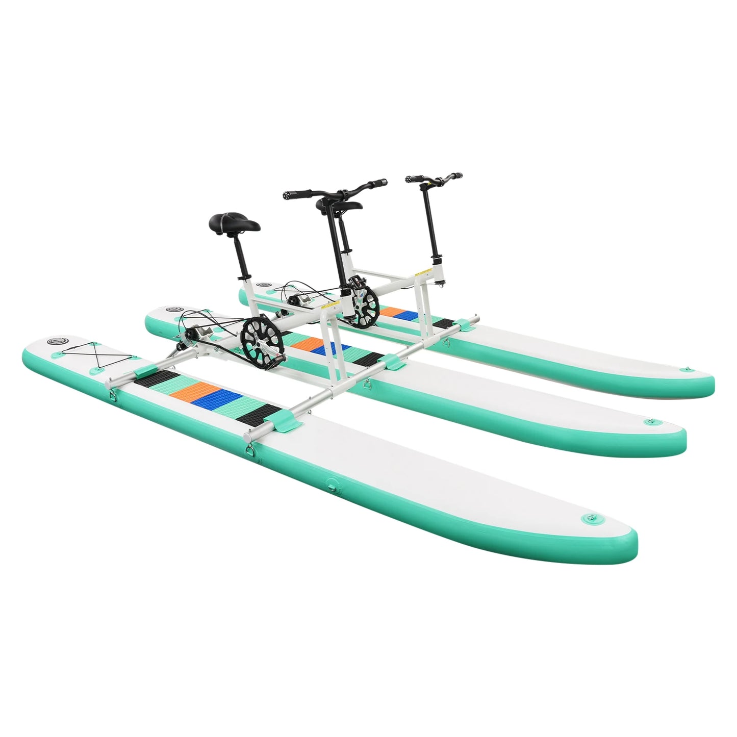 Pedal Water Bike for Two People With Aluminum Frame Human Powered Inflatable Pedal Boat for Water Parks and Rentals