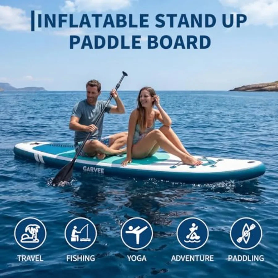 Inflatable Stand Up Paddle Board Ultra Stable Wide Design Durable PVC For Outdoor Water Sports Non Slip Deck Beginners