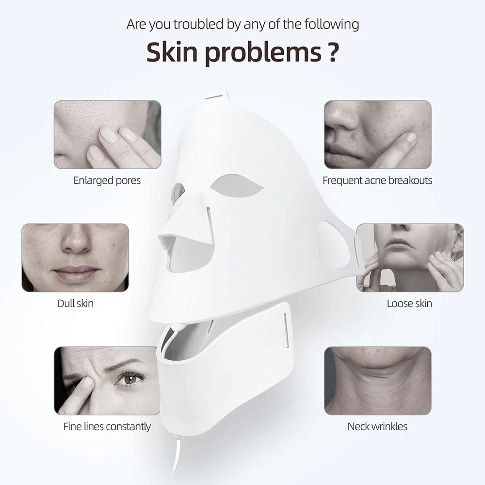 Foreverlily LED Photon Face Neck Mask 3D Silicone Skin Rejuvenation