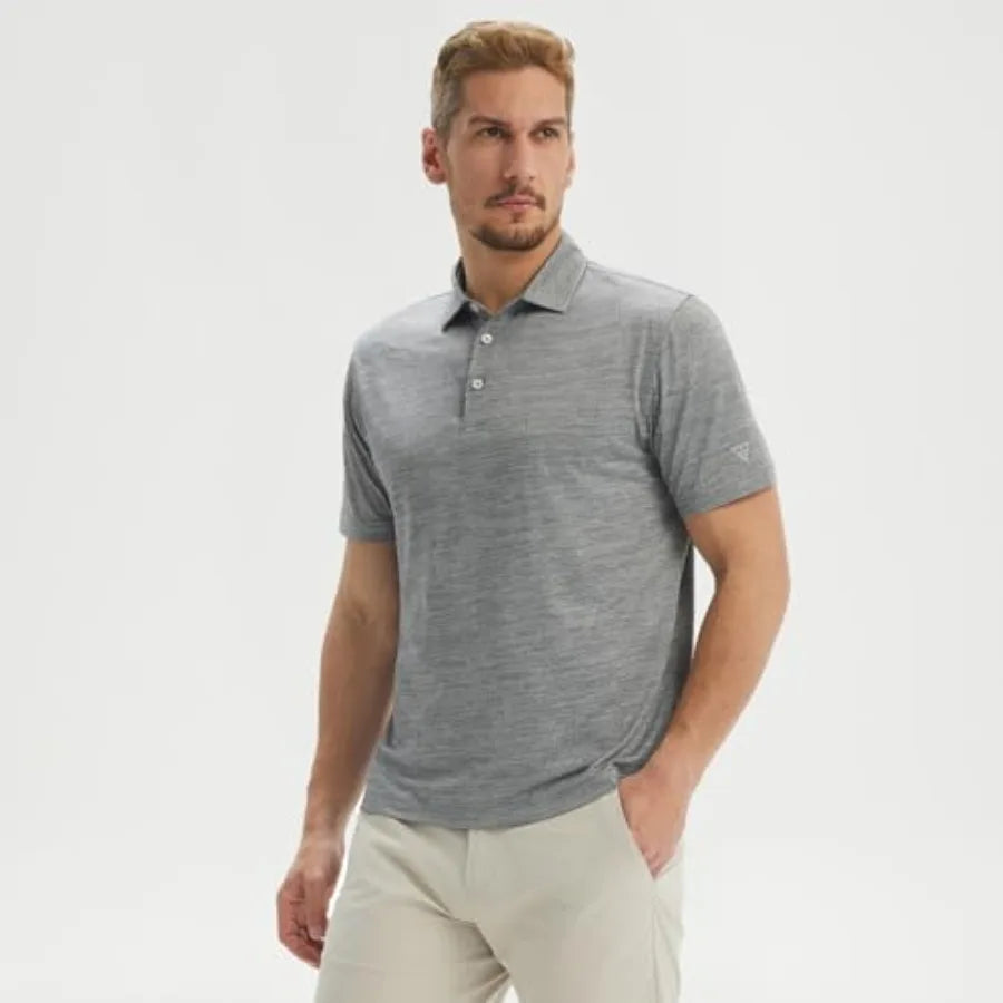 Maelreg Moisture Wicking Golf Polo Shirt For Men Premium Lightweight Jacquard 3 Button