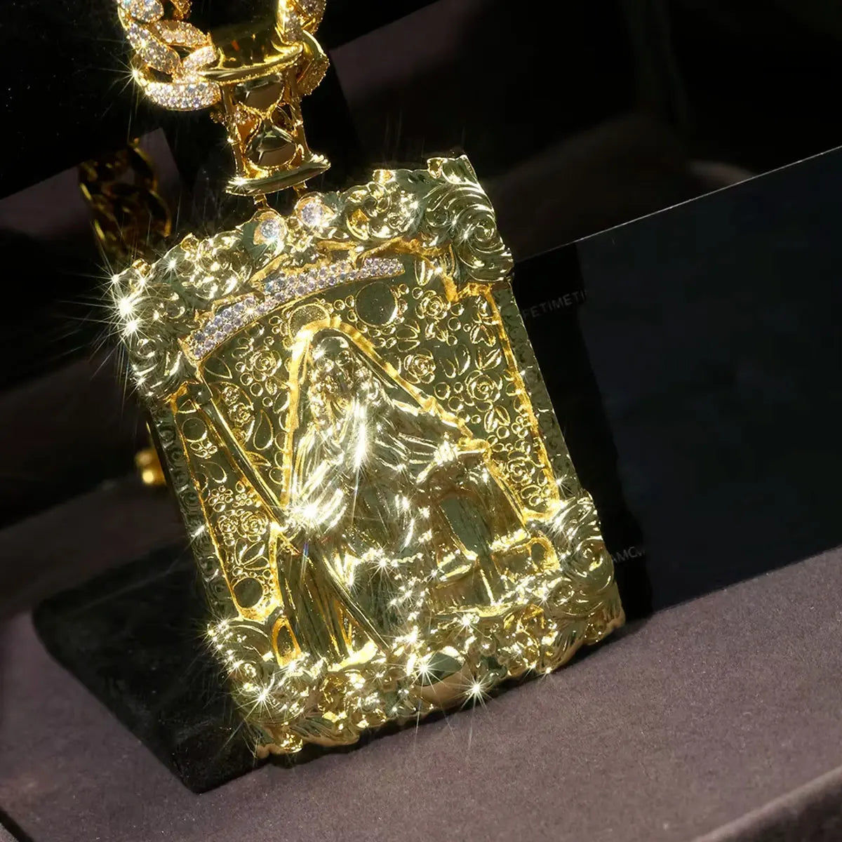 LYEE CYEE Square Zircon Scythe Pendant Hip Hop Jewelry