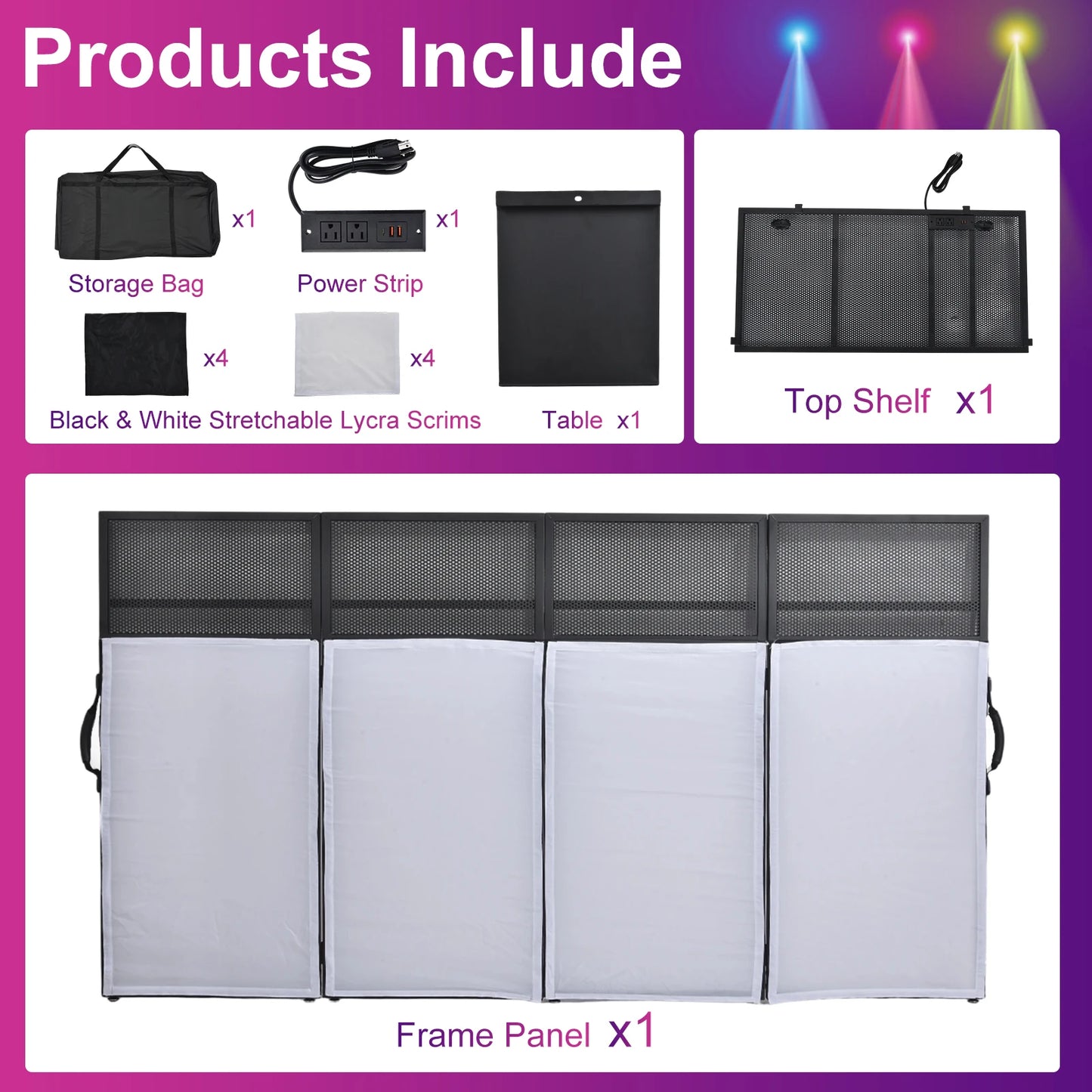 Height Adjustable Portable DJ Booth With Casters Recording Mixer Table