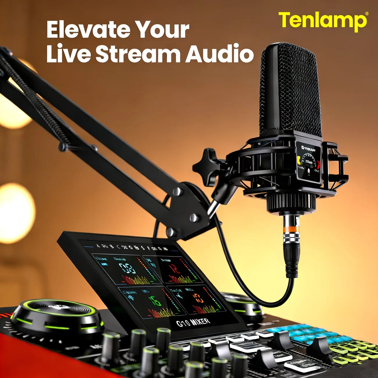 Tenlamp G10 USB Microphone Bundle With Voice Changer And Reverb