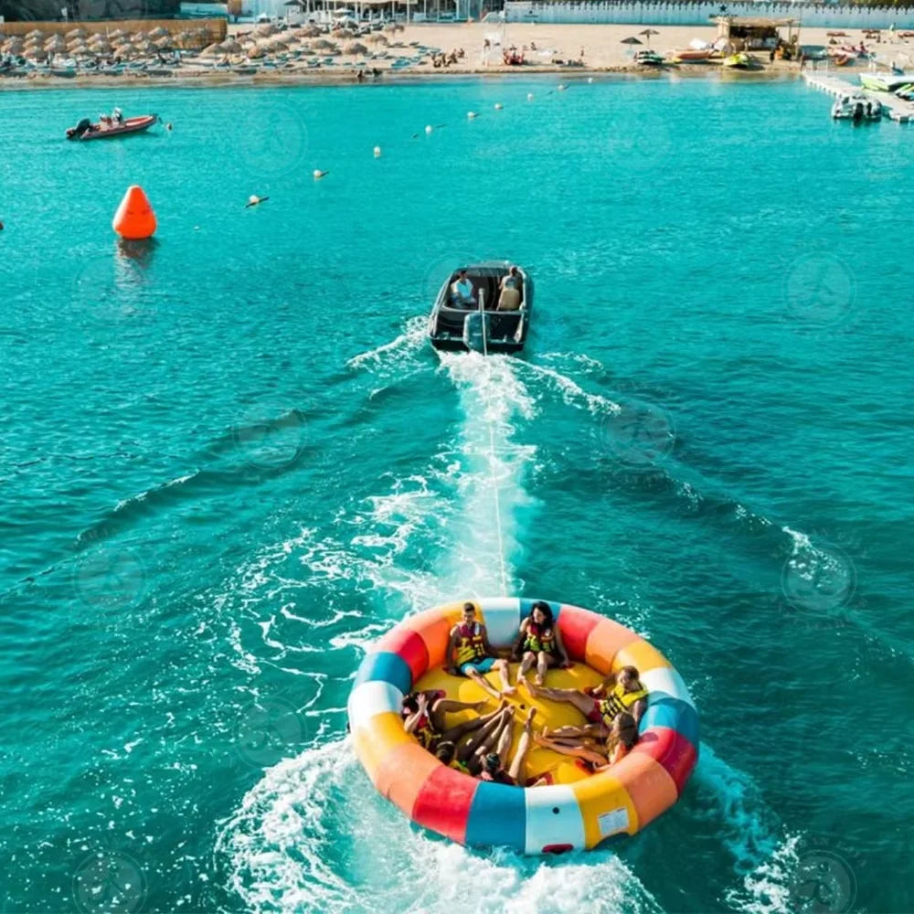 Inflatable Towable UFO Tube For Six To Eight People 10x10ft Heavy Duty PVC Water Sports Family Friendly Fun