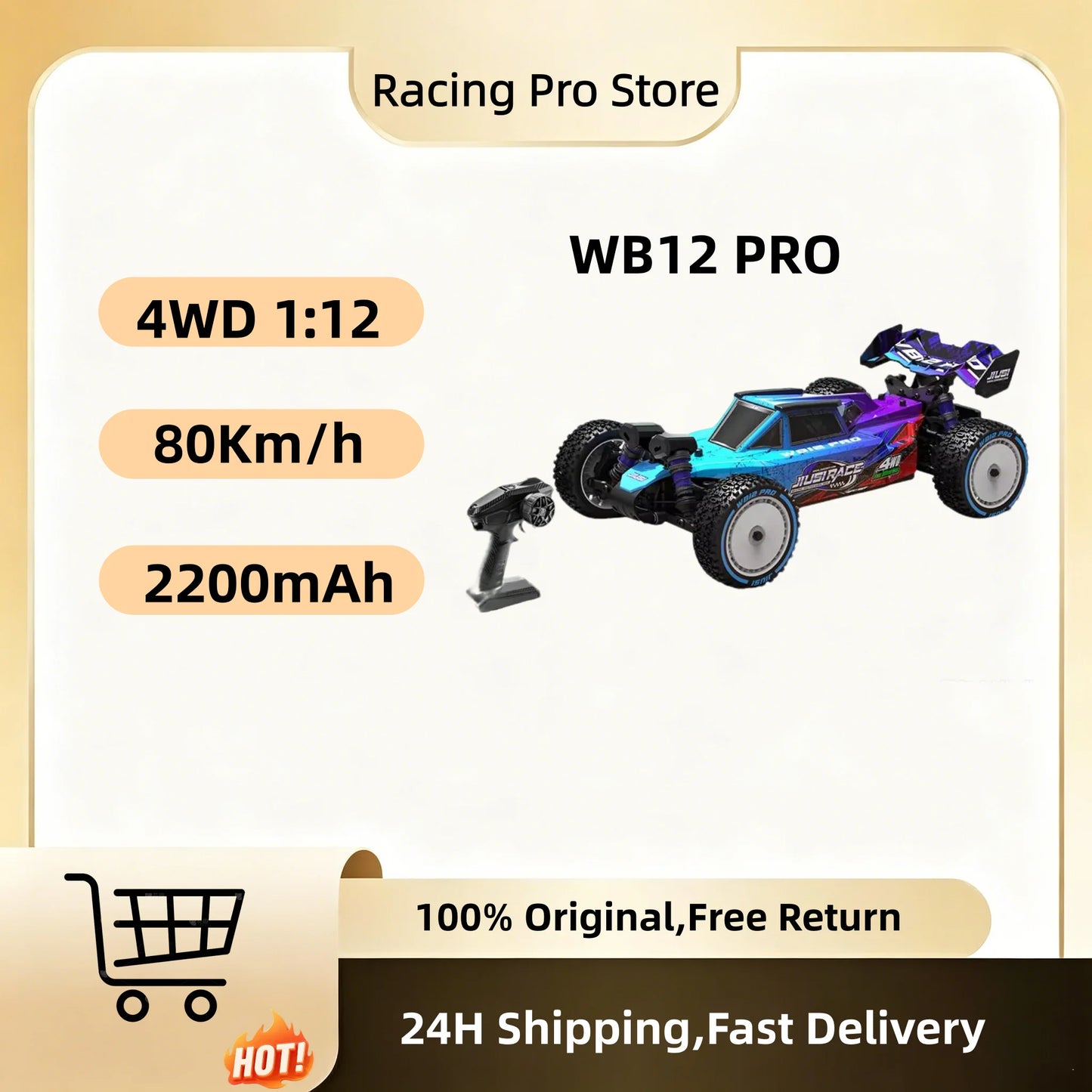 JIUSI WB 12 Pro 1/12 Brushless RC Car For Adults 50 MPH Off Road 4X4 RTR All Terrain Buggy