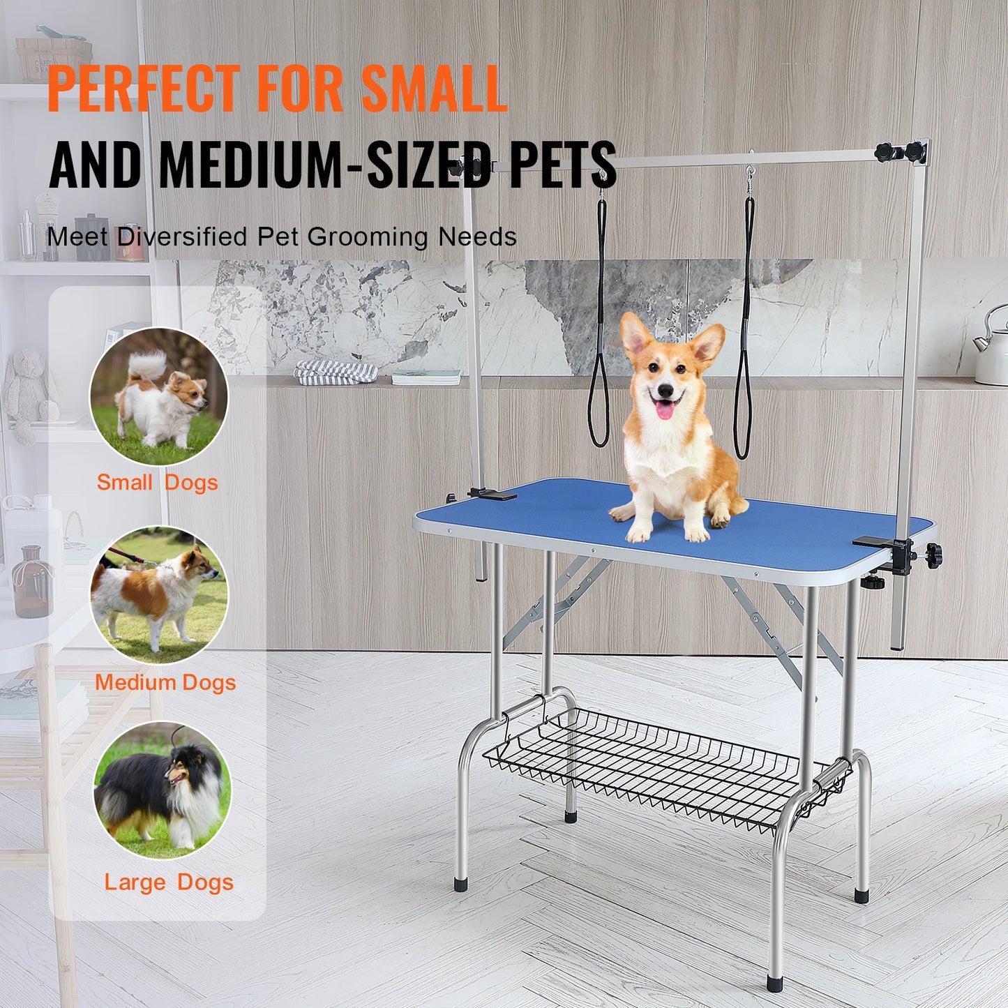 Foldable Pet Grooming Table With Adjustable Arm And Clamp