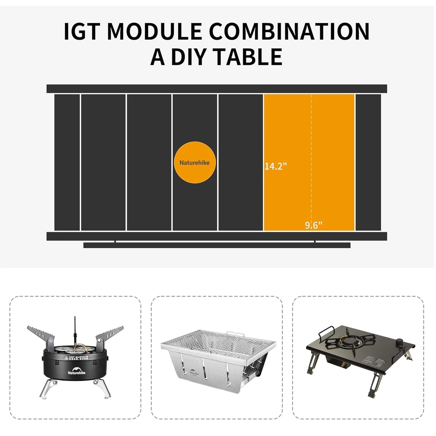 Naturehike Camping Folding Aluminum IGT Table Portable BBQ Grill Cooking