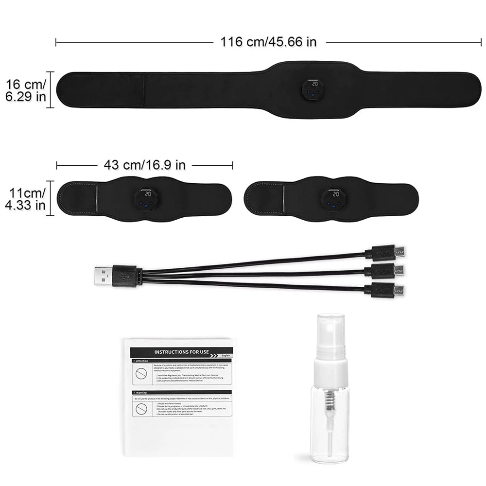 Rechargeable Ems Abdominal Muscle Trainer Belt With Silicone Electrode Pads