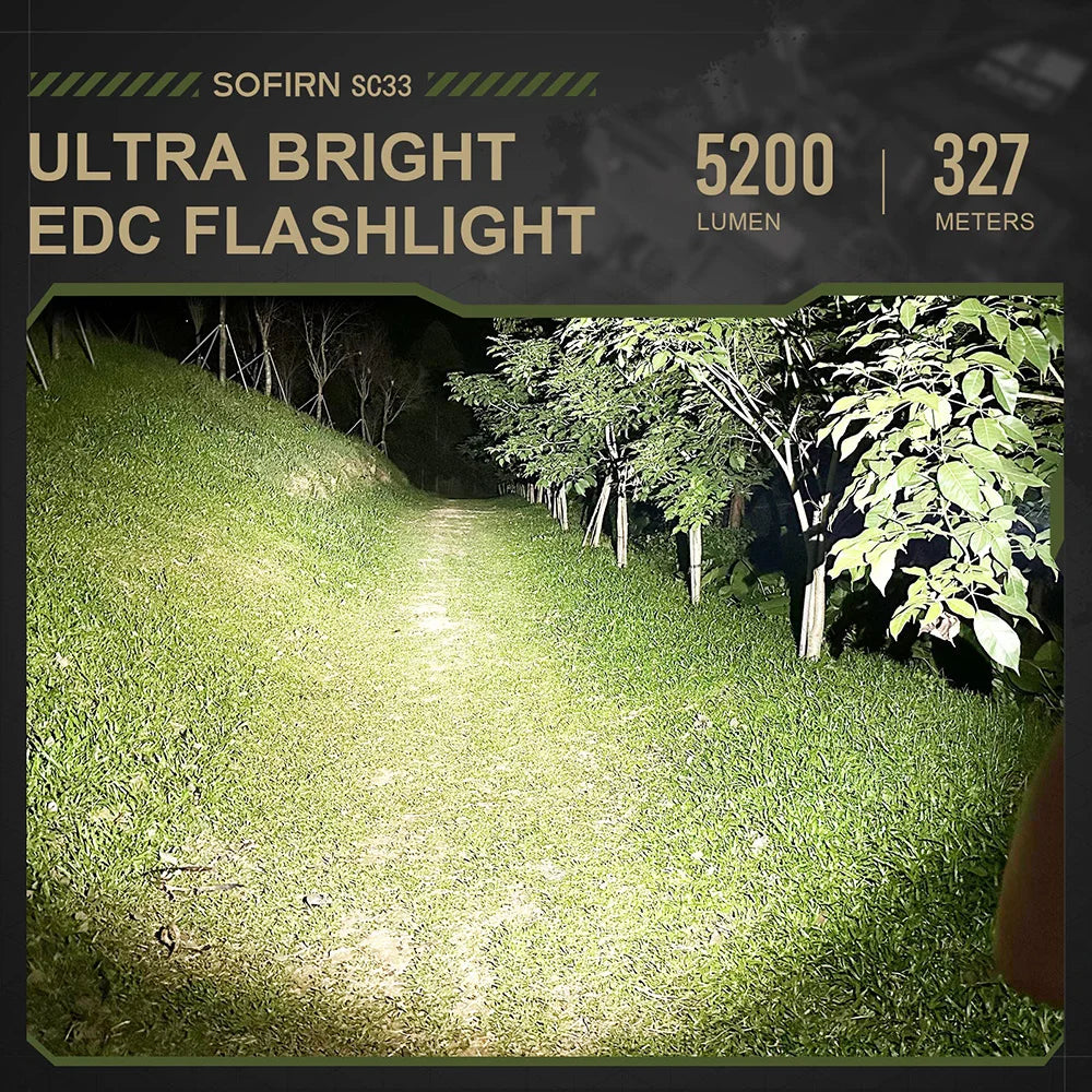 Sofirn SC33 XHP70 LED Flashlight 5200 Lumens USB C Rechargeable