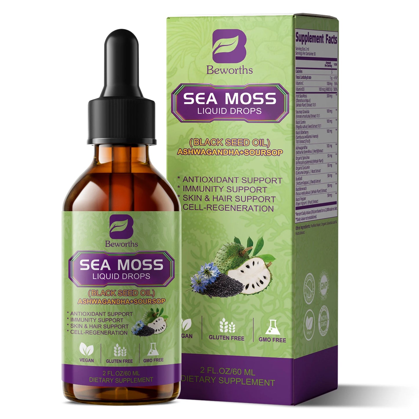 Beworths Sea Moss Extract Drops For Immunity, Digestion, Kidney Health