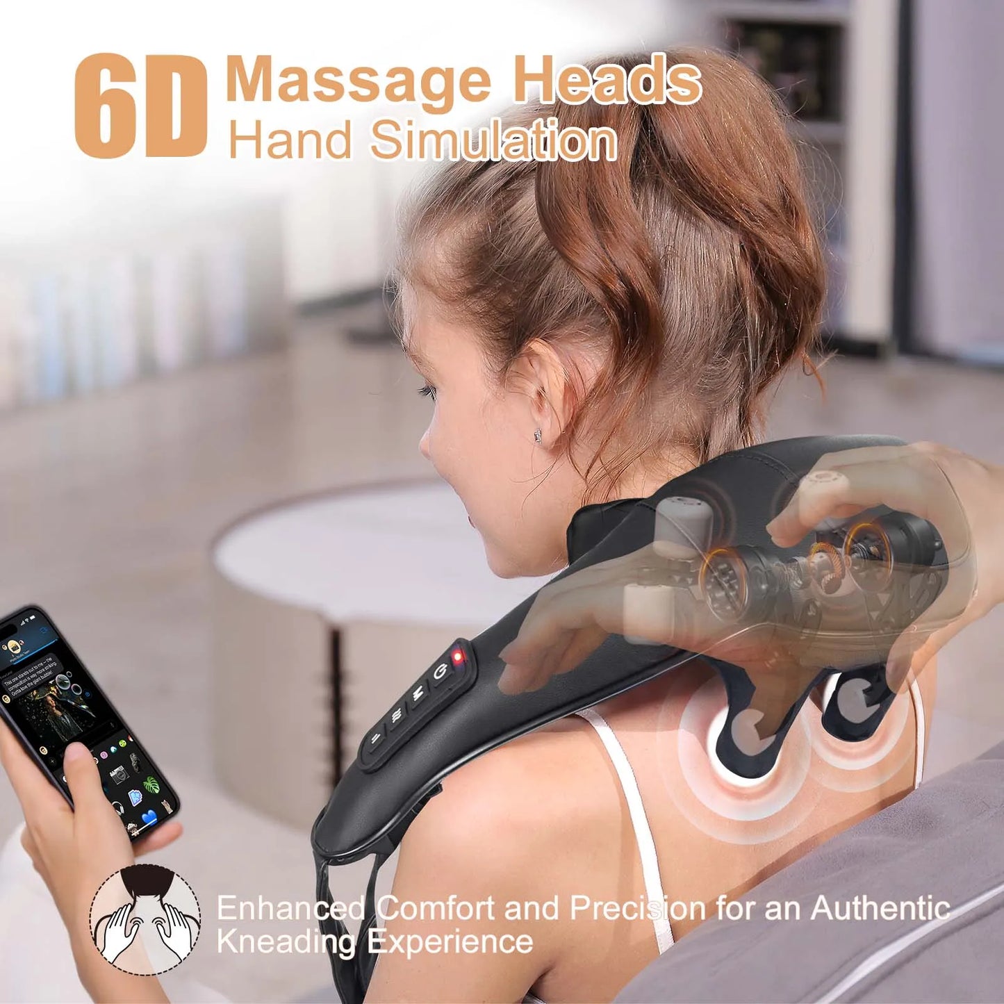 MASGRE Shiatsu Back Neck Massager With Heat Cordless 3D Kneading