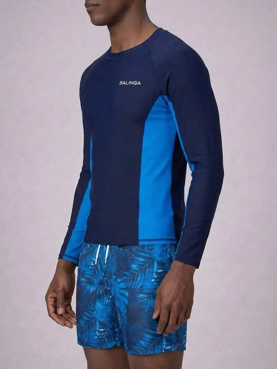 Mens Long Sleeve Rash Guard And Swim Shorts Set For Active Beachwear Durable Polyester Spandex