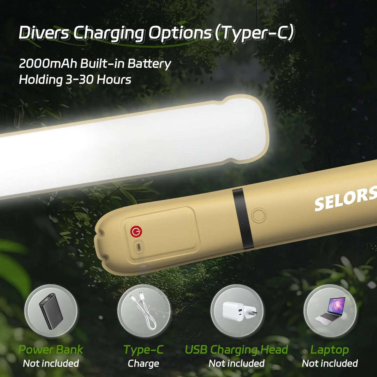 Selorss Rechargeable Portable Camping Light Waterproof Tent Lantern Outdoor