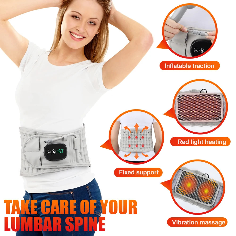 PastSky Inflatable Lumbar Traction Belt With Rechargeable Battery Heating