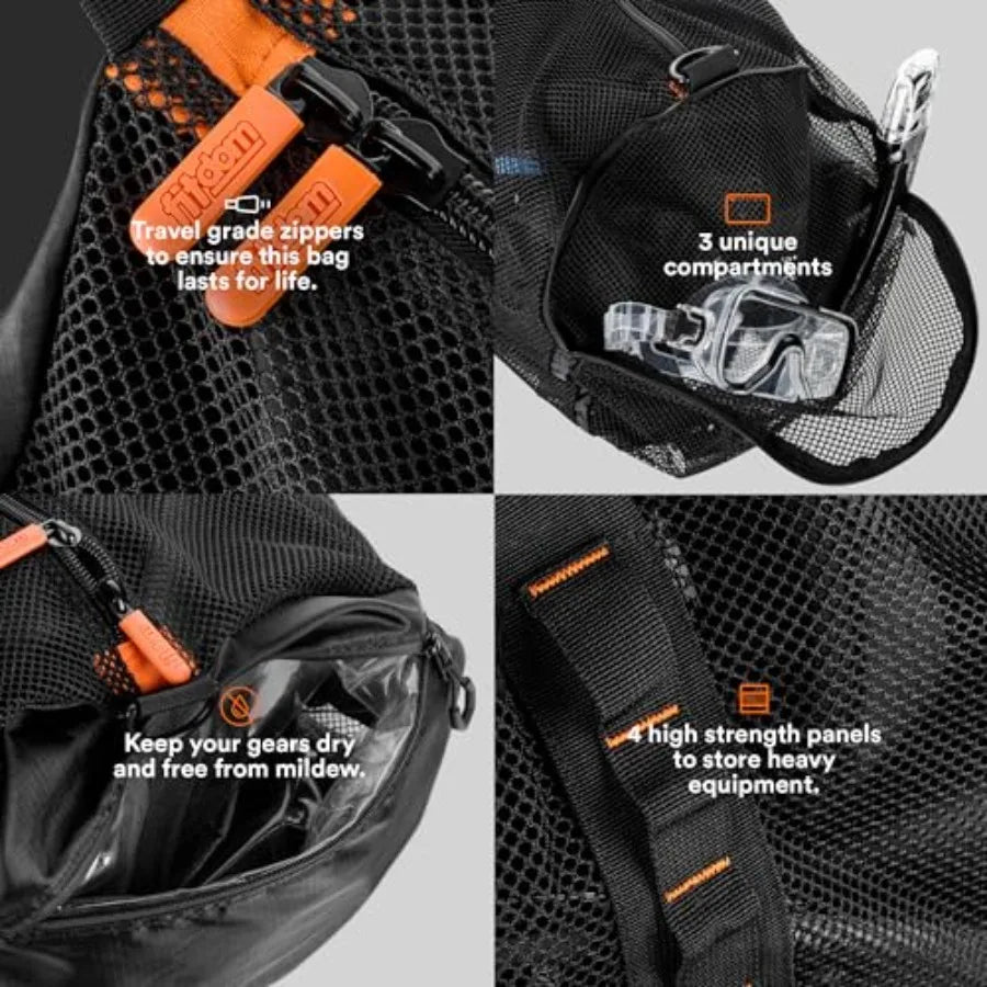 90L Mesh Duffle Bag For Scuba Gear And Snorkeling Equipment Large Capacity Beach And Water Sports Tote For Divers