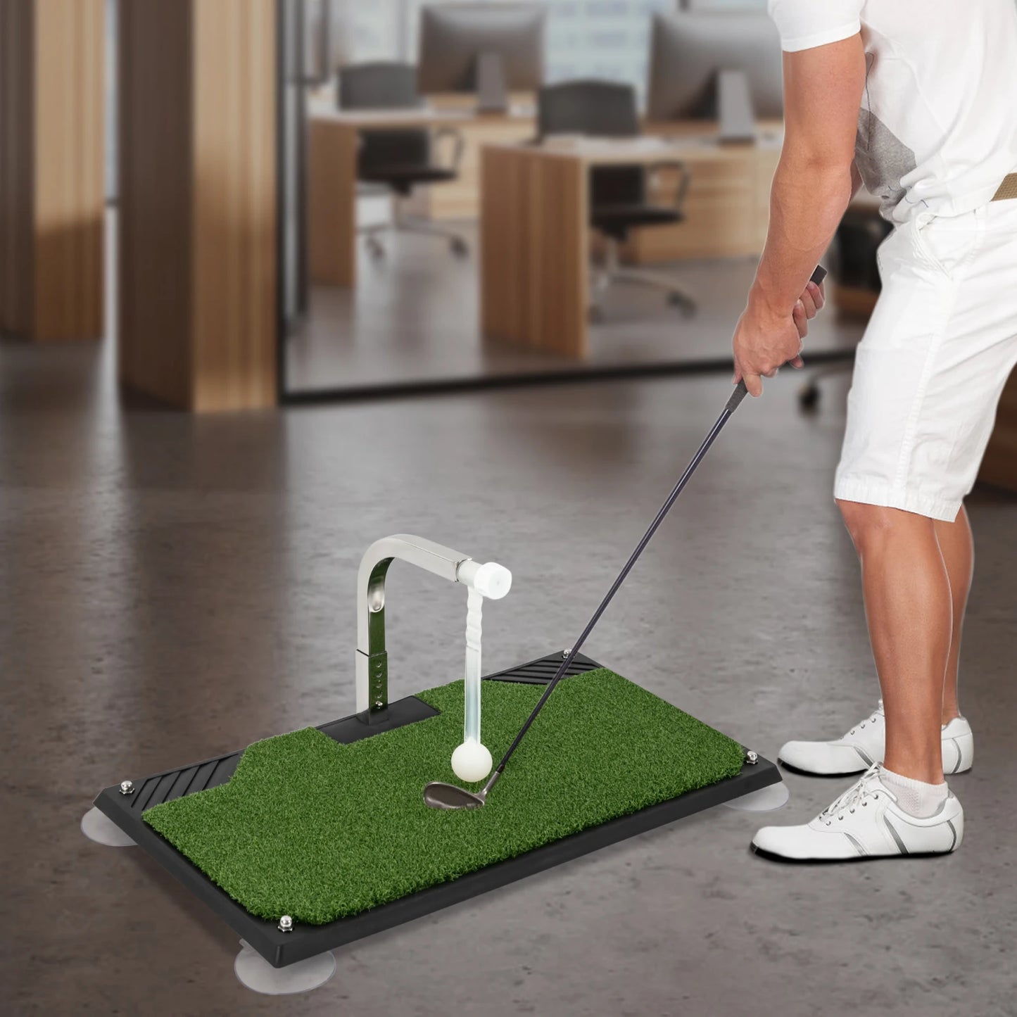 Bymaocar Golf Swing Trainer Practice Aid With 360 Degree Auto Return, 5 Height Adjustable Tee, Foldable For Golfers