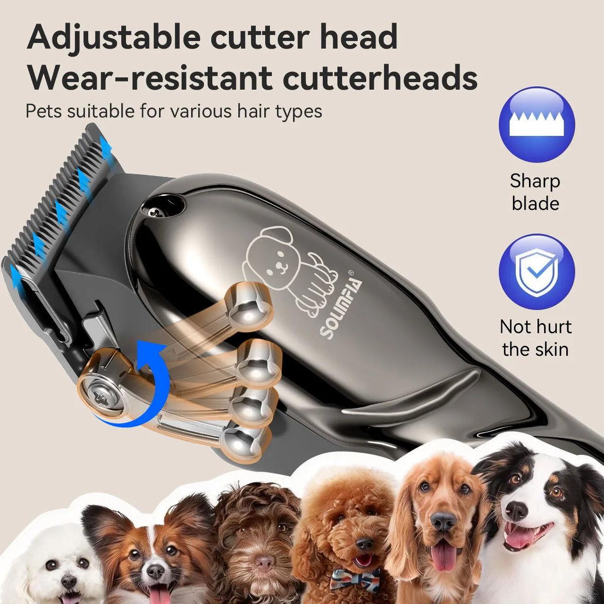 Solimpia Professional Pet Hair Clipper for Dogs and Cats