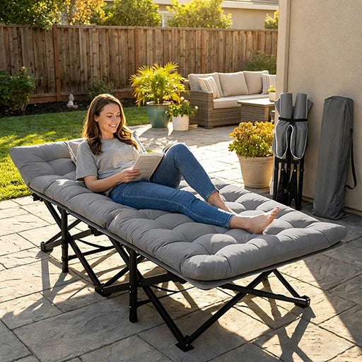 Aoran Heavy Duty Folding Camping Cot With Detachable Portable Mattress