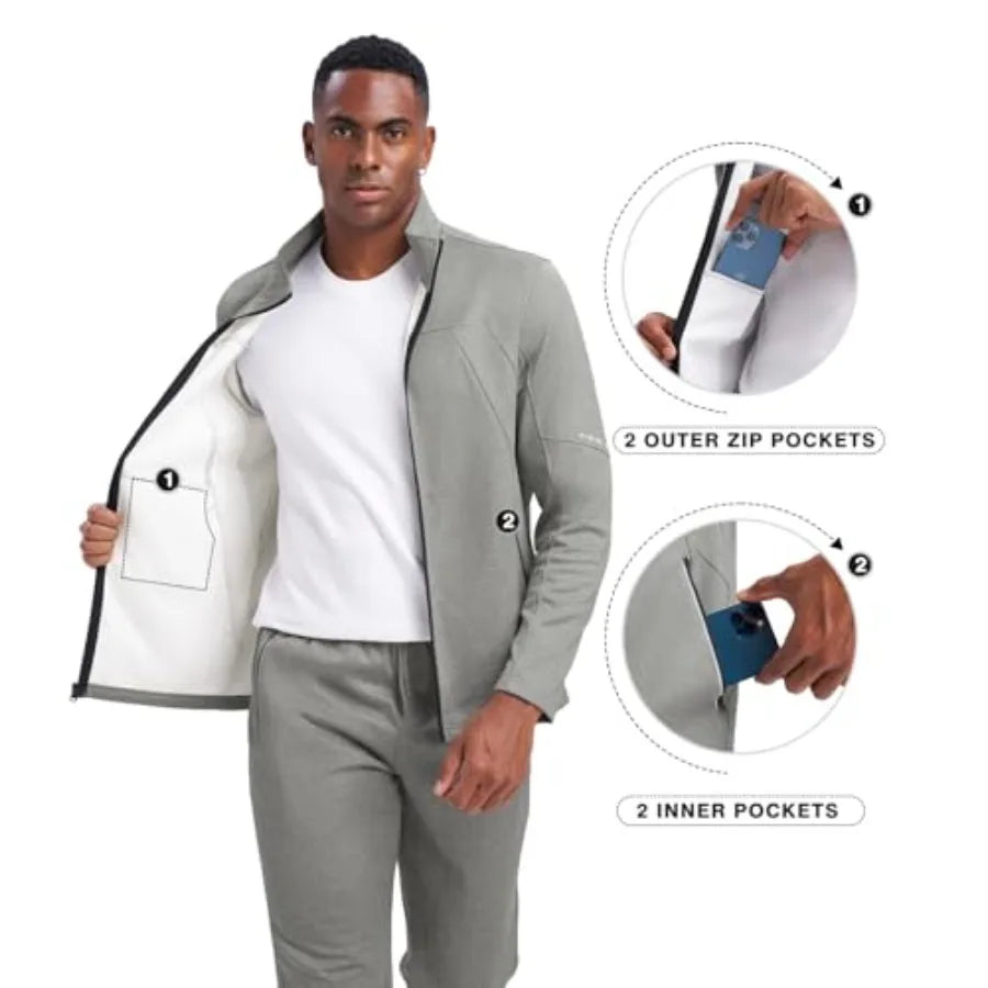 Rdruko Men's Fleece Tracksuit Two Piece Winter Warm Athletic Set Cozy Thermal Jogging Suit