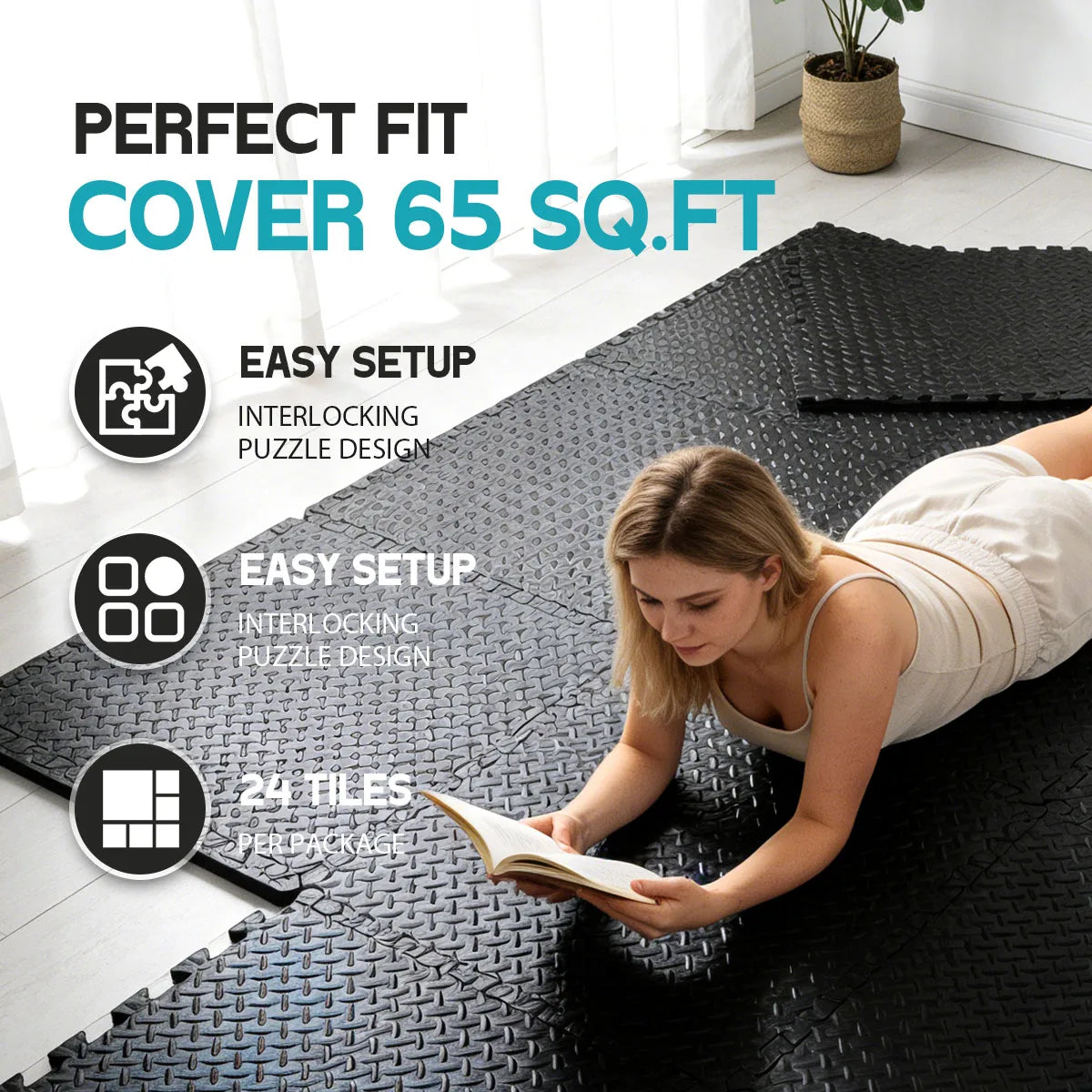 Eva Interlocking Puzzle Exercise Mat Home Gym Workout Flooring