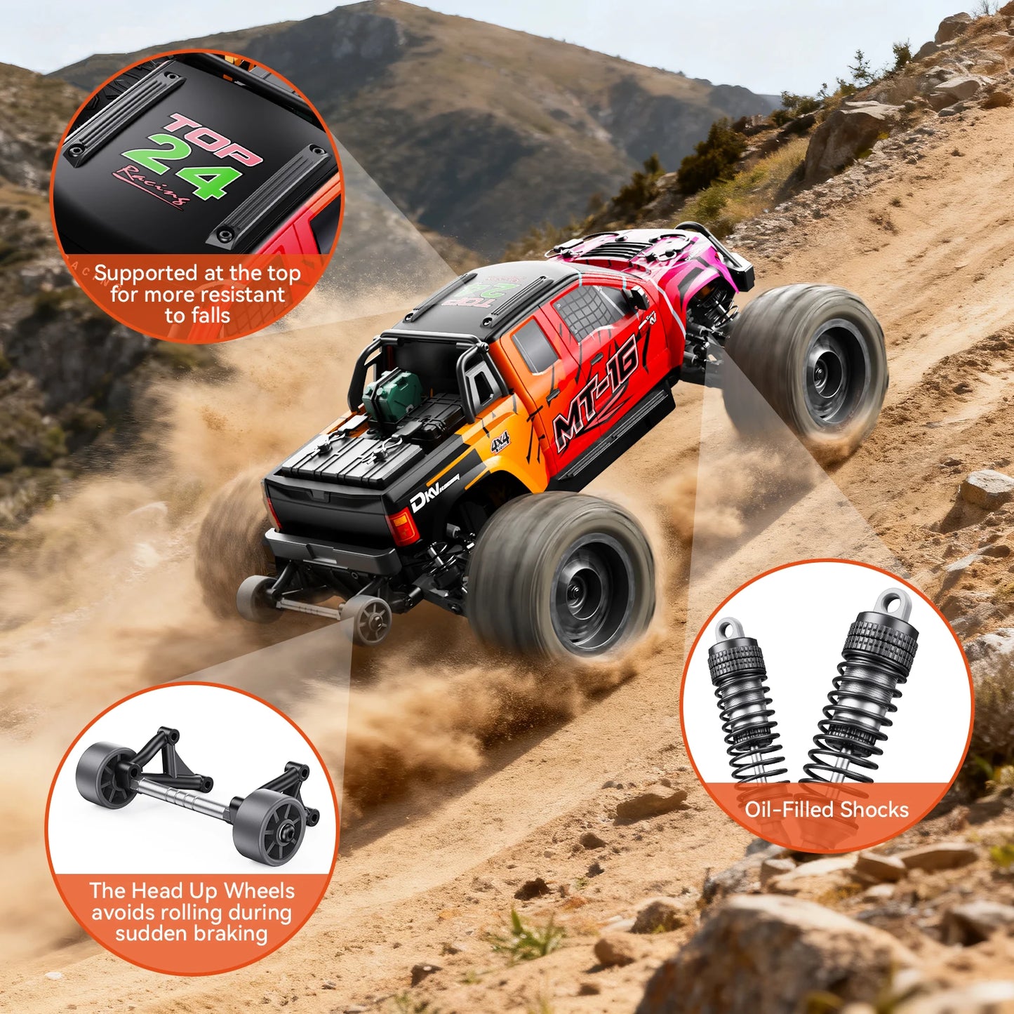 DIKAVEY 1 By 16 Brushless 4WD RC Monster Truck For RC Enthusiasts High Speed All Terrain 3S 2200mAh Battery Included