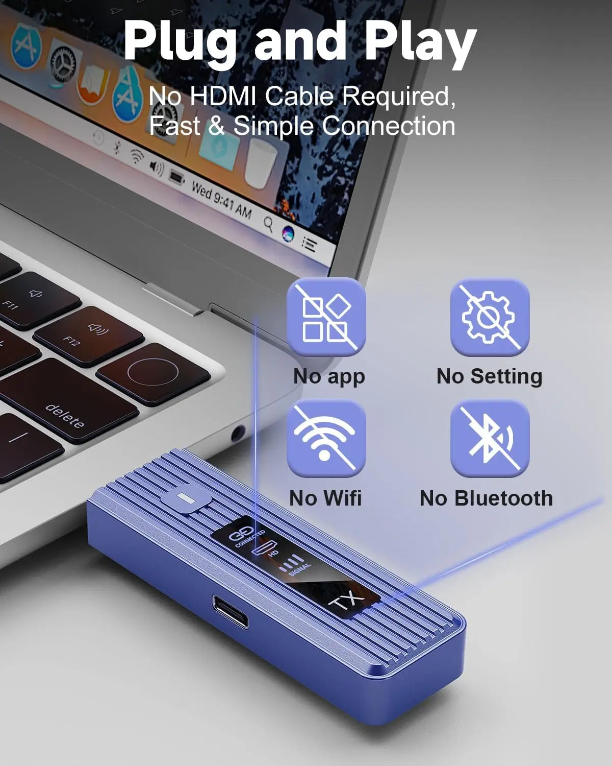 New-Gen Wireless HDMI Transmitter and Receiver, 360FT/110M Wireless, LED Display, 4K Decode & 1080P Output, Zero Latency, Plug & Play, 5.8+2.4G for Video and Audio to Monitor from Laptop/TV Box